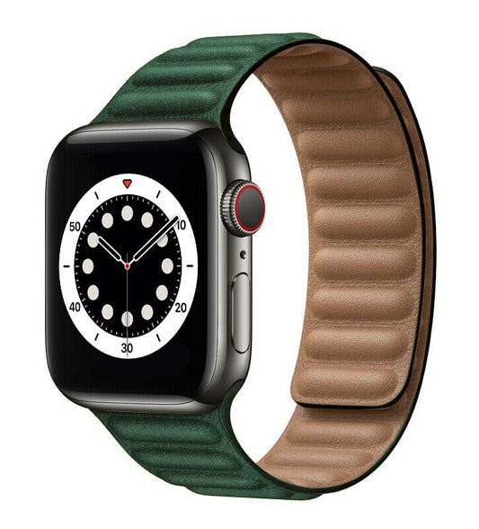 Apple Watch - Kunstleder Armband Magnetverschluss in Dunkelgrün