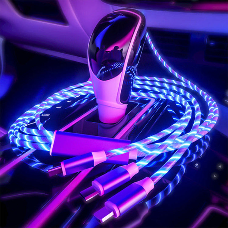 LED Magnet Ladekabel mit USB-C & Micro USB & Lightning in Weiß