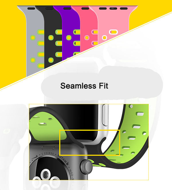 Apple Watch - Silikon Loch Armband in Schwarz / Grau