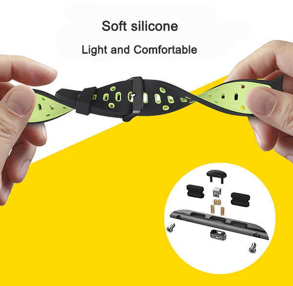 Apple Watch - Silikon Loch Armband in Schwarz / Grau