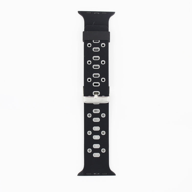 Apple Watch - Silikon Loch Armband in Schwarz / Grau