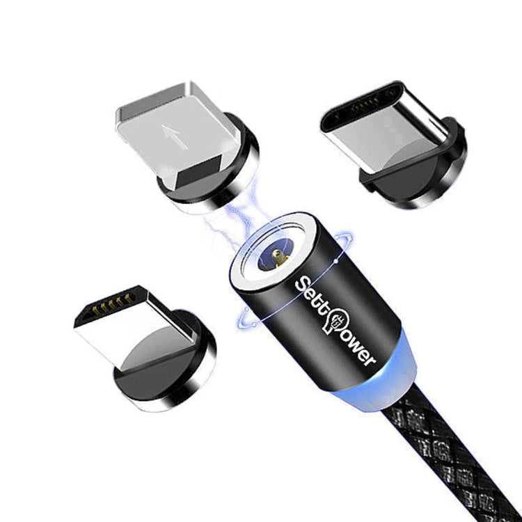 Magnet Ladekabel mit USB-C & Micro USB & Lightning in Silber