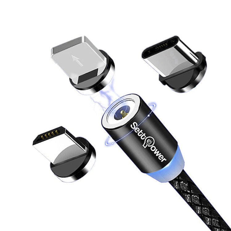 Magnet Ladekabel mit USB-C & Micro USB & Lightning in Grau