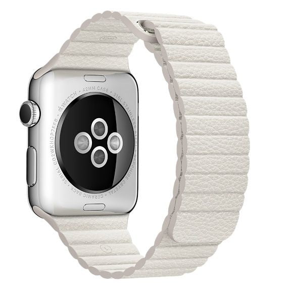 Apple Watch - Lederarmband Magnetverschluss in Weiß