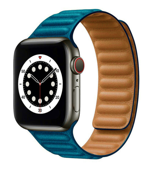 Apple Watch - Kunstleder Armband Magnetverschluss in Azurblau