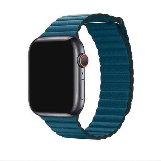 Apple Watch - Kunstleder Armband Magnetverschluss in Azurblau