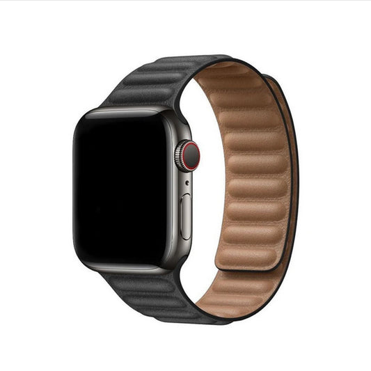 Apple Watch - Kunstleder Armband Magnet in Schwarz
