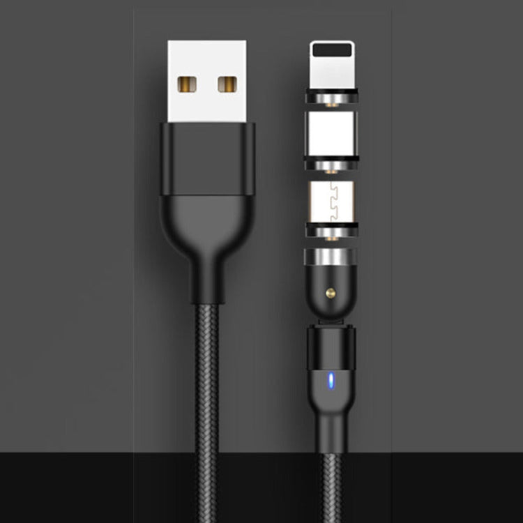 360 Magnet Ladekabel mit USB-C & Micro USB & Lightning in Schwarz