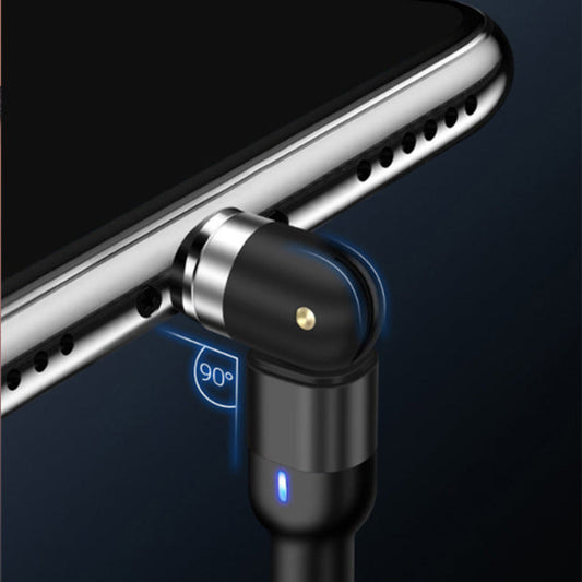 360 Magnet Ladekabel mit USB-C & Micro USB & Lightning in Schwarz