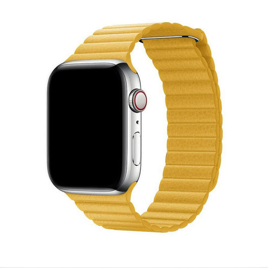 Apple Watch - Kunstleder Armband Magnetverschluss in Gelb