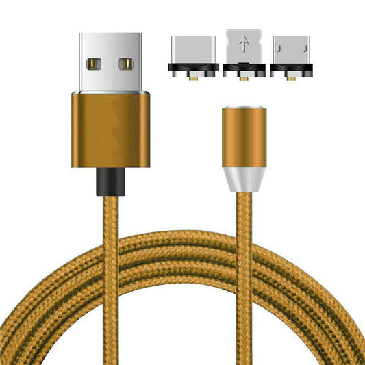 Magnet Ladekabel mit USB-C & Micro USB & Lightning in Gold