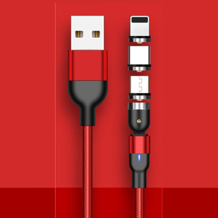 360 Magnet Ladekabel mit USB-C & Micro USB & Lightning in Rot