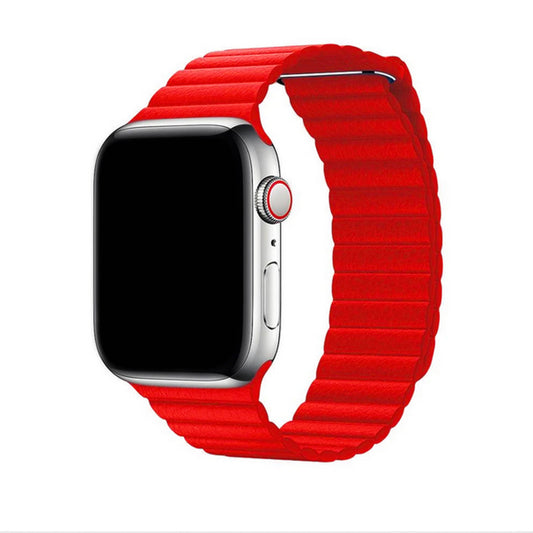 Apple Watch - Kunstleder Armband Magnetverschluss in Rot