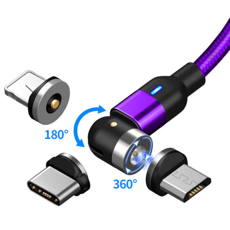 360 Magnet Ladekabel mit USB-C & Micro USB & Lightning in Lila