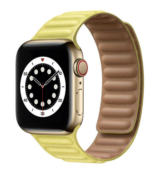 Apple Watch - Kunstleder Armband Magnetverschluss in Gelb