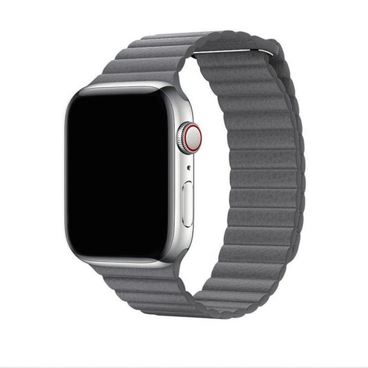 Apple Watch - Kunstleder Armband Magnetverschluss in Grau