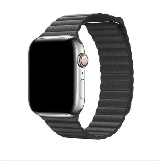 Apple Watch - Kunstleder Armband Magnetverschluss in Schwarz
